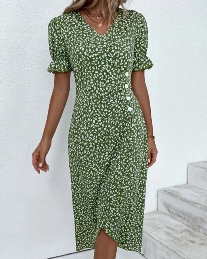 "Hochwertiges Damen-Midi-Kleid in stilvollem Schnitt und Farben wie Grün, Rosa, Schwarz und Blau, ideal für Sommer."
