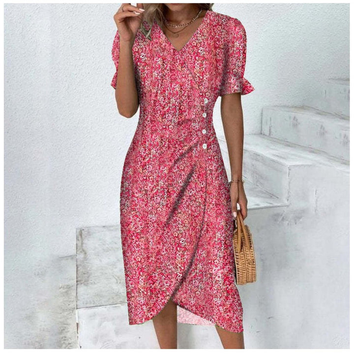 "Hochwertiges Damen-Midi-Kleid in stilvollem Schnitt und Farben wie Grün, Rosa, Schwarz und Blau, ideal für Sommer."