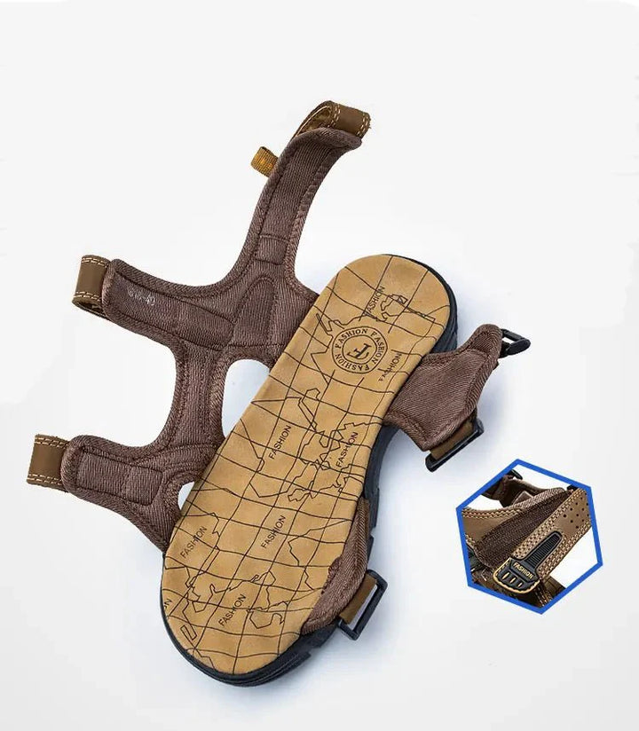 "Hudson orthopädische Sandalen für Damen und Herren, Dunkelbraun, offenes Design, verstellbare Riemen für Komfort"