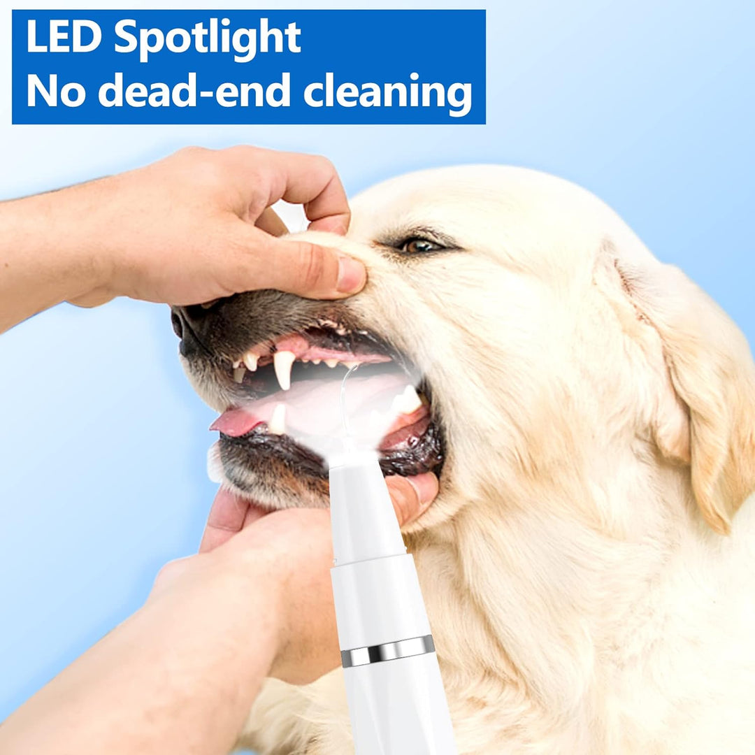 Hundezahnbürste mit LED-Licht, weiß, für gründliche Zahnpflege bei Hunden.