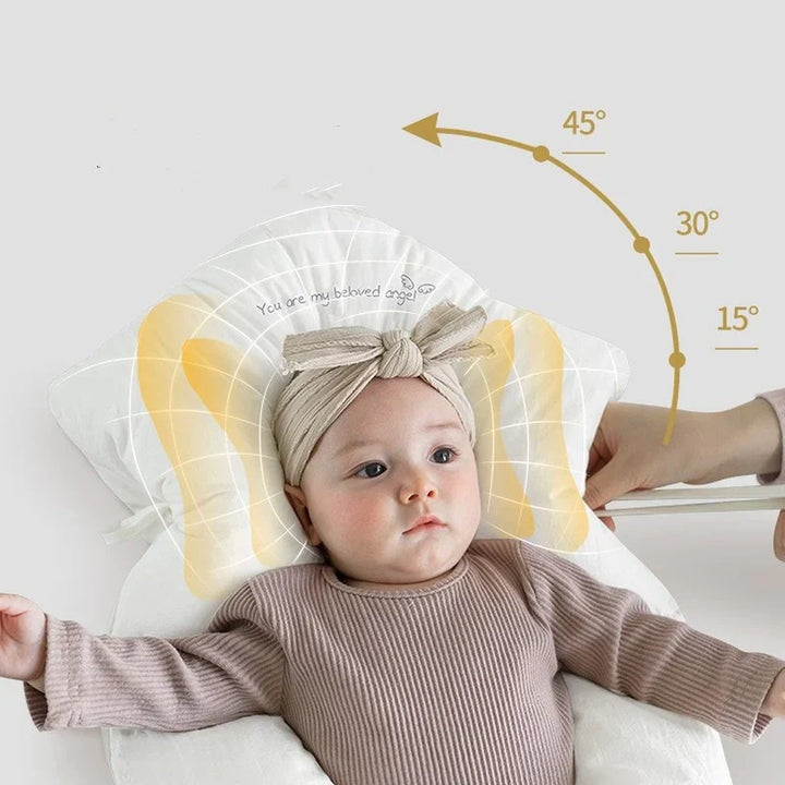Hypoallergenes ergonomisches Baby-Kopfkissen, weich und atmungsaktiv, ideal für empfindliche Haut, unterstützt Kopf und Nacke
