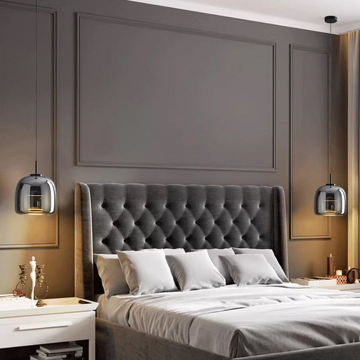 Moderne LED-Pendelleuchte aus Schwarzglas - Mehrköpfig
