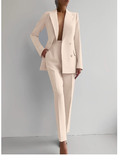 Damen Anzug Set Eleganter Blazer & Hose in Rosa oder Schwarz