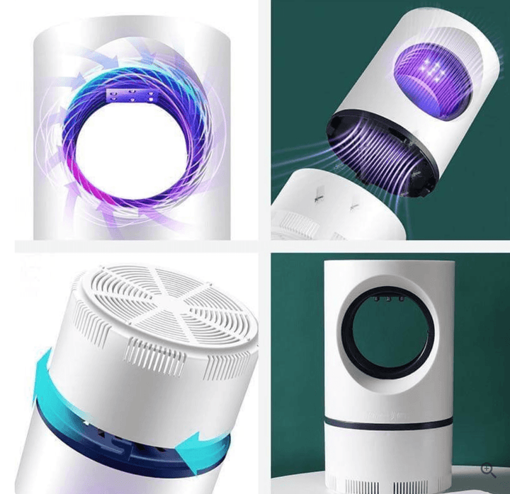 "Innovative Insektenfalle mit lila Licht und Ventilator, sicher und umweltfreundlich, ideal für effektiven Mückenschutz."