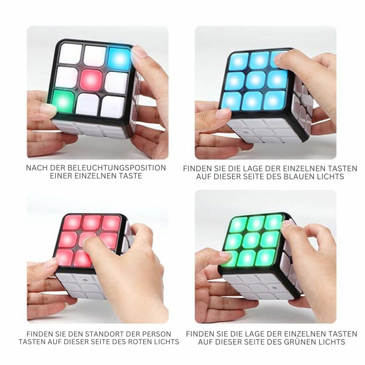 "Intelligenter Rubik's Cube mit blauem und weißem Design, fördert kognitive Fähigkeiten, geeignet für Anfänger und Profis"