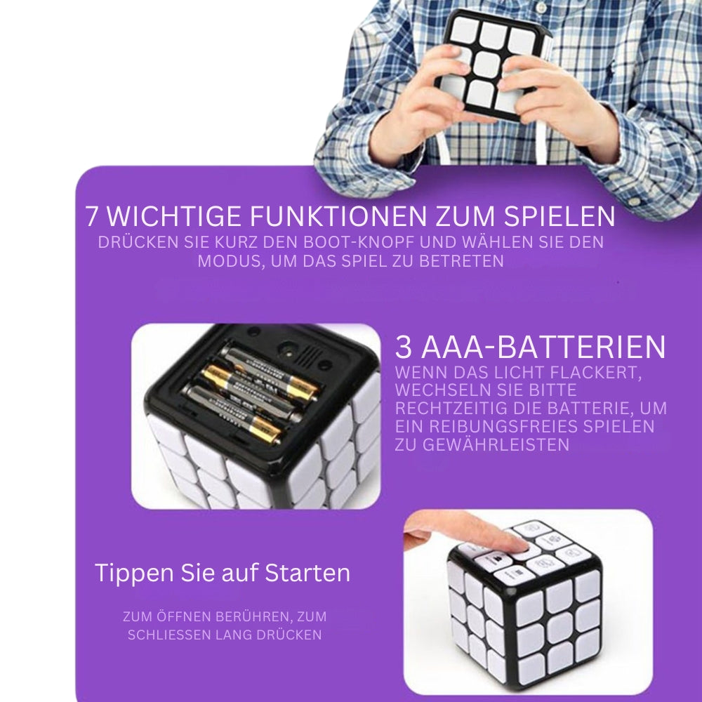 "Intelligenter Rubik's Cube mit blauem und weißem Design, fördert kognitive Fähigkeiten, geeignet für Anfänger und Profis"
