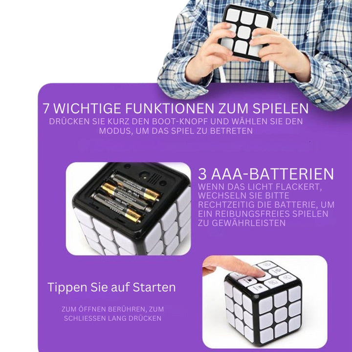 "Intelligenter Rubik's Cube mit blauem und weißem Design, fördert kognitive Fähigkeiten, geeignet für Anfänger und Profis"