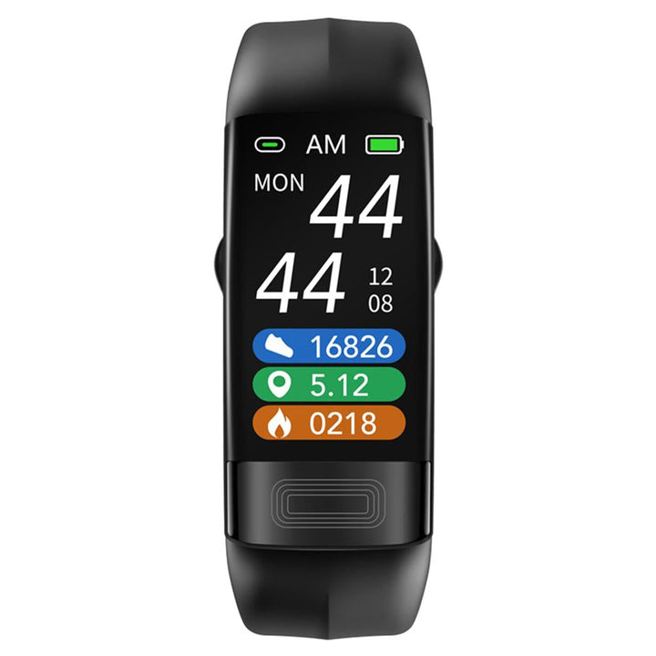 "Intelligentes Armband mit Blutdruck & EKG-Tracking, schwarzes Silikonband, rundes Zifferblatt, Gesundheits- und Fitness-Gadg
