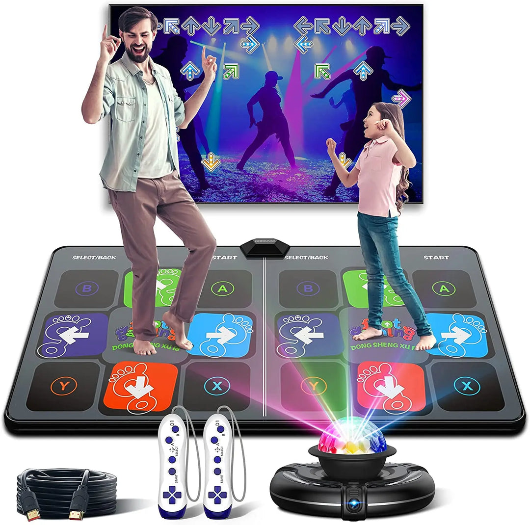 "Interaktive Tanzmatte für Kinder, bunt, rutschfest, mit 144 Songs und Yogaübungen, für TV und PC geeignet."
