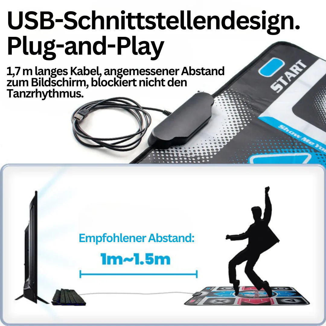 "Interaktive Tanzmatte: Musik, Bewegungssensor, buntes Design für unterhaltsame Fitness zu Hause, ideal für alle Fitnesslevel