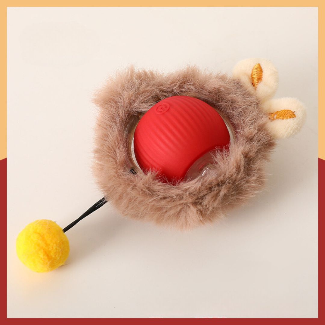 "Interaktiver Katzenspielball mit Schwanz, automatische Bewegung, robust, stimuliert Jagdinstinkt der Katze, grau"
