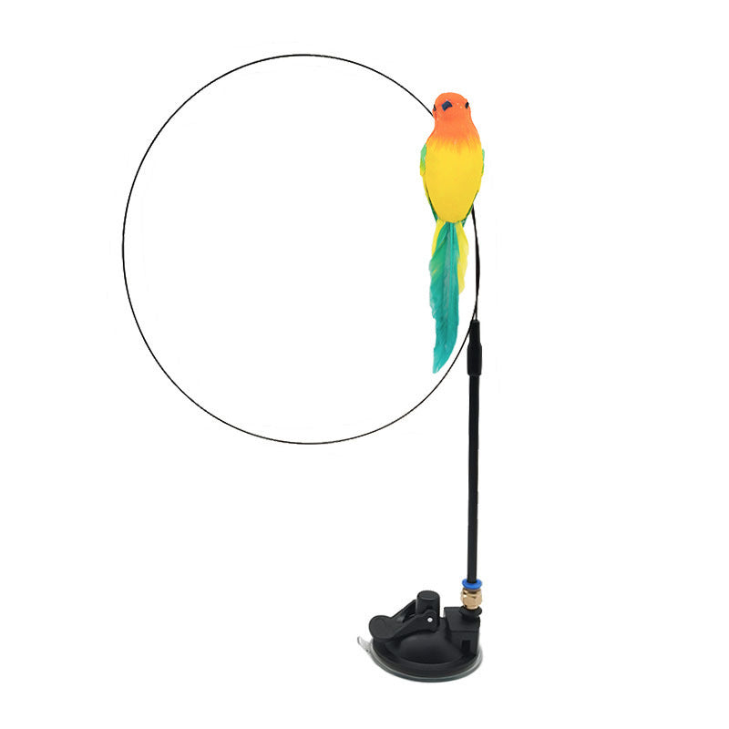 "Interaktives, farbenfrohes Katzenspielzeug mit Federn, stimuliert Jagdinstinkte mit Vogel-Design für tierischen Spielspaß."