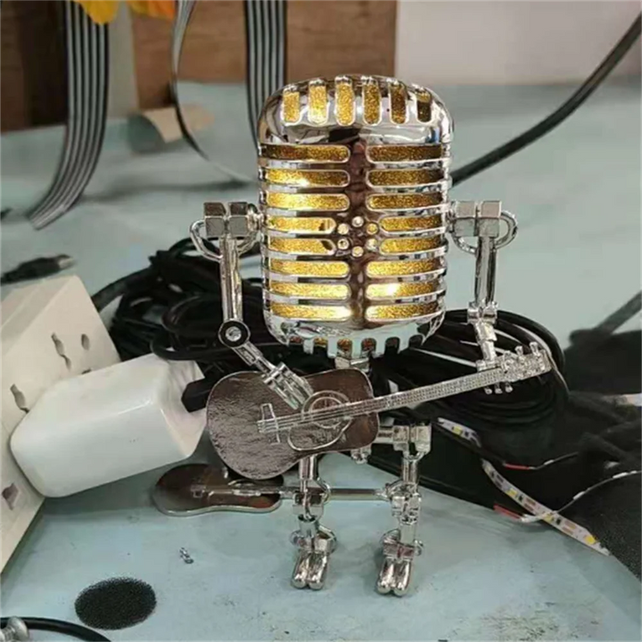 Roboter-Lampe mit Gitarre für einen modernen Touch