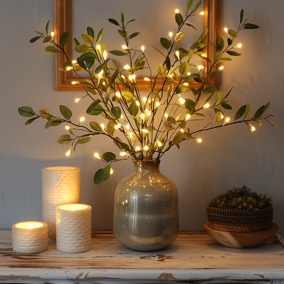 Feenlicht Olivenzweig Tischlampe mit 120 LEDs, warmweiß