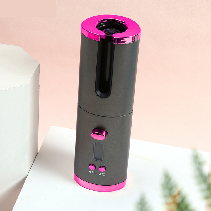 Kabelloser Haarstyler für professionelle Locken, leicht, tragbar, mit Keramikbeschichtung, in Weiß/Rosa oder Grau.