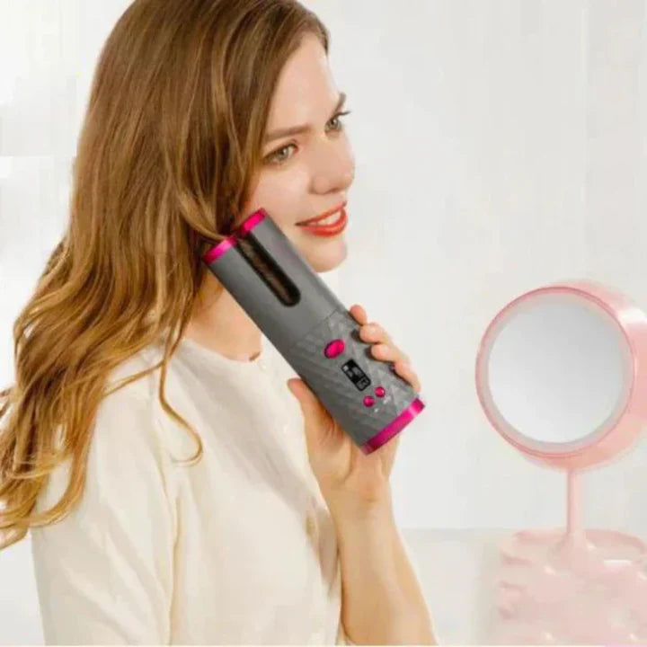 "Kabelloser Lockenstyler für perfekte Locken, tragbar und wiederaufladbar, ideal für leichtes und schnelles Haarstyling."