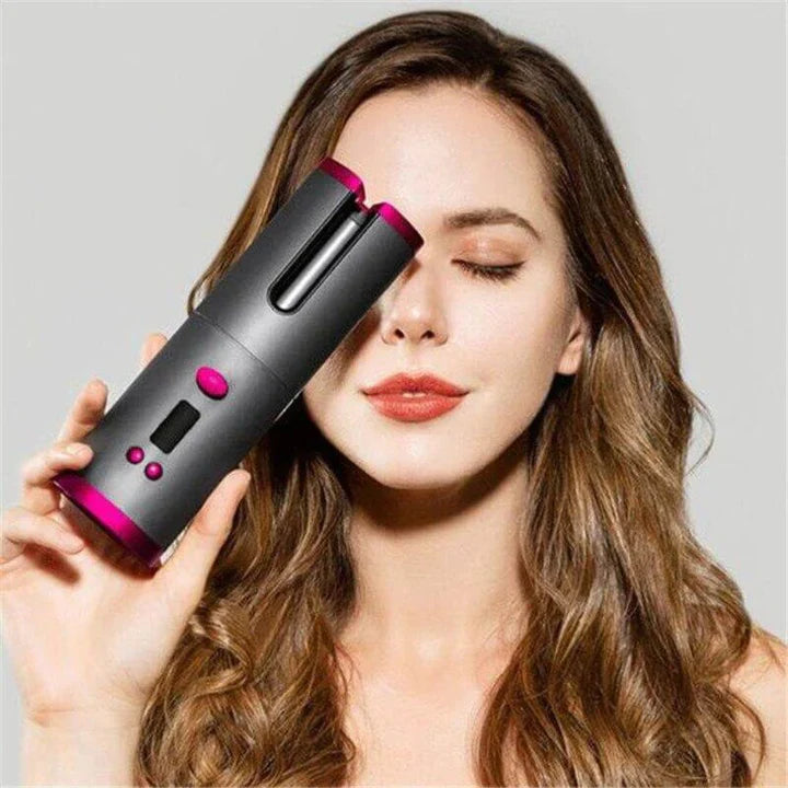 "Kabelloser Lockenstyler für perfekte Locken, tragbar und wiederaufladbar, ideal für leichtes und schnelles Haarstyling."