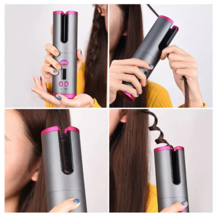 "Kabelloser Lockenstyler für perfekte Locken, tragbar und wiederaufladbar, ideal für leichtes und schnelles Haarstyling."