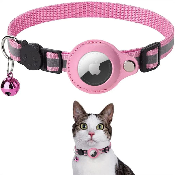 "Katzenhalsband mit Sicherheitsverschluss und GPS-Halterung in bunten Farben, reflektierendes Material für bessere Sichtbarke