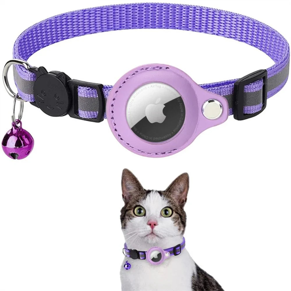 "Katzenhalsband mit Sicherheitsverschluss und GPS-Halterung in bunten Farben, reflektierendes Material für bessere Sichtbarke