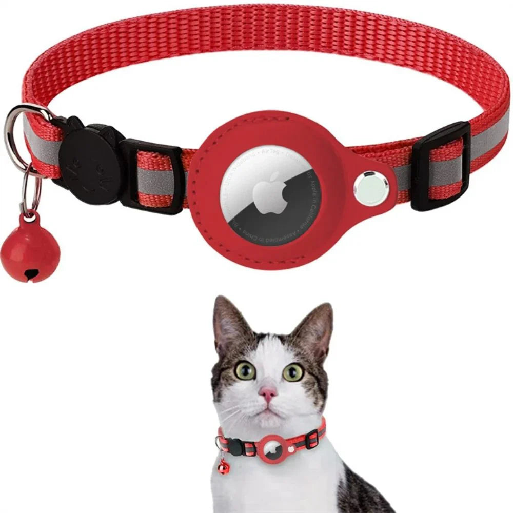 "Katzenhalsband mit Sicherheitsverschluss und GPS-Halterung in bunten Farben, reflektierendes Material für bessere Sichtbarke
