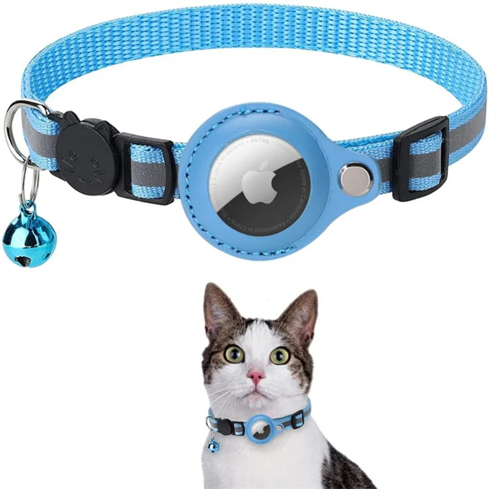 "Katzenhalsband mit Sicherheitsverschluss und GPS-Halterung in bunten Farben, reflektierendes Material für bessere Sichtbarke