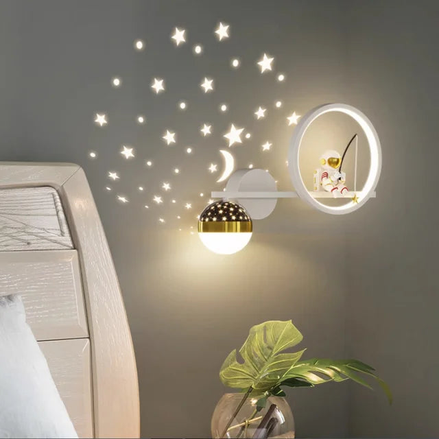 Moderne Kinderzimmer-Wandleuchte, LED, Sternmotiv, dimmbar, für Schlafzimmer-Dekoration.