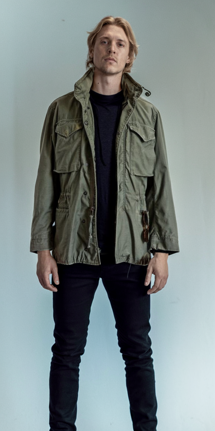 "Klassische Utility-Jacke mit Taschen, olivgrün, militärisches Design, robust für Outdoor-Abenteuer, Damenjacke."