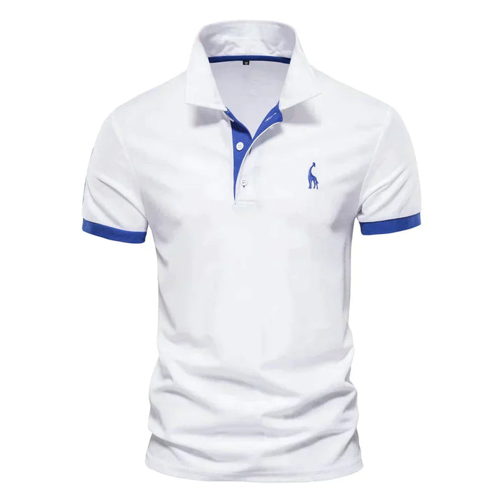 "Klassisches Herren Poloshirt, marineblau, weicher atmungsaktiver Stoff, eleganter Stil für Alltag und Freizeit."