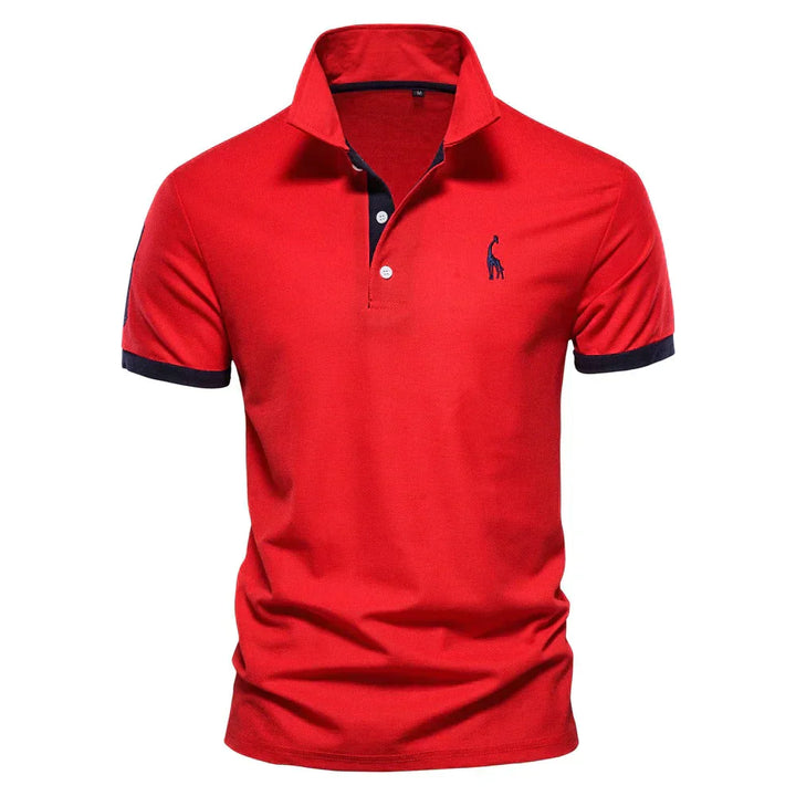 "Klassisches Herren Poloshirt, marineblau, weicher atmungsaktiver Stoff, eleganter Stil für Alltag und Freizeit."