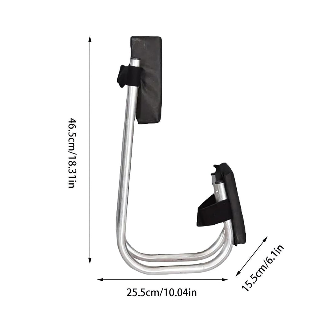 Schwarzer tragbarer Gartenhocker und Kniekissen, Metallrahmen, klappbar, ergonomisch.