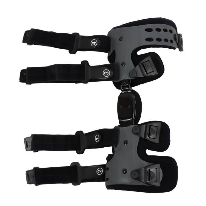 "Knielease Kniebandage – Ergonomische Unterstützung für Druckentlastung und Stabilität, atmungsaktiv, in Grau."