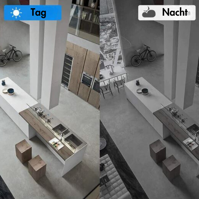 Kompakte Wi-Fi-Sicherheitskamera mit Nachtsicht, ideal für Zuhause, bietet Fernzugriff und klare Überwachung bei Tag und Nach