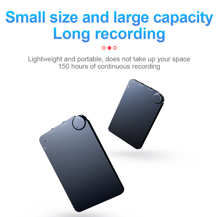 Kompakter, diskreter Mini-Sprachrekorder, schwarz, mit LED-Anzeige und einfachem Bedienknopf für klare Audioaufnahmen.