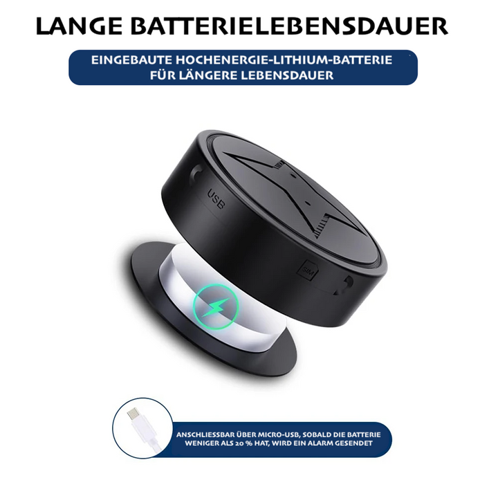 Kompakter, magnetischer Mini-GPS-Tracker für Autos mit Echtzeitüberwachung in elegantem, schwarzem Design.