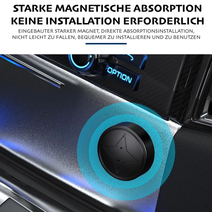 Kompakter, magnetischer Mini-GPS-Tracker für Autos mit Echtzeitüberwachung in elegantem, schwarzem Design.