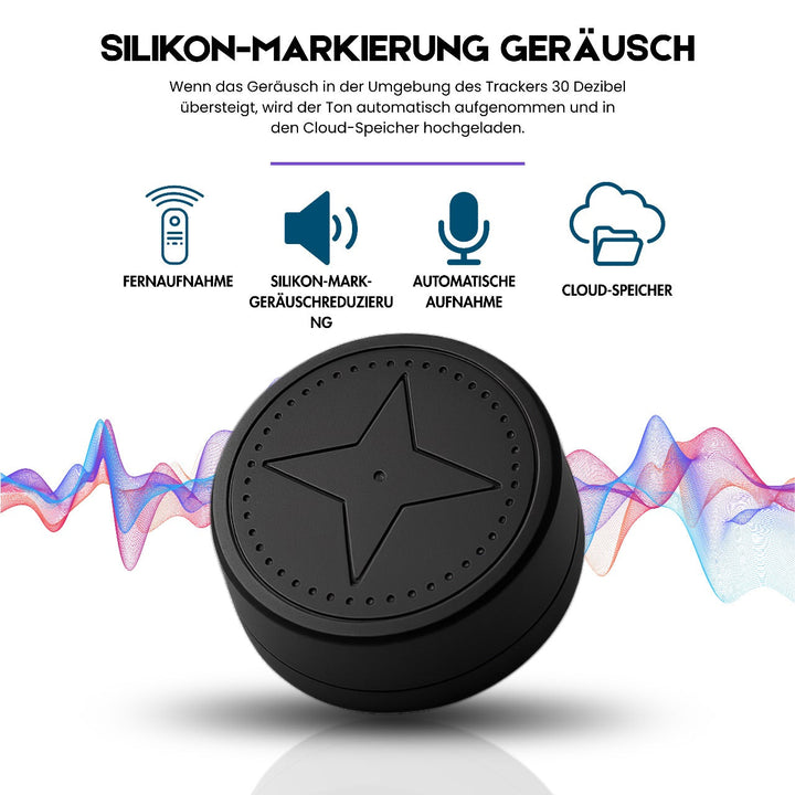 "Kompakter schwarzer Smart GPS-Tracker, magnetisch, kompakt, für Echtzeitüberwachung und Schutz von Wertsachen."
