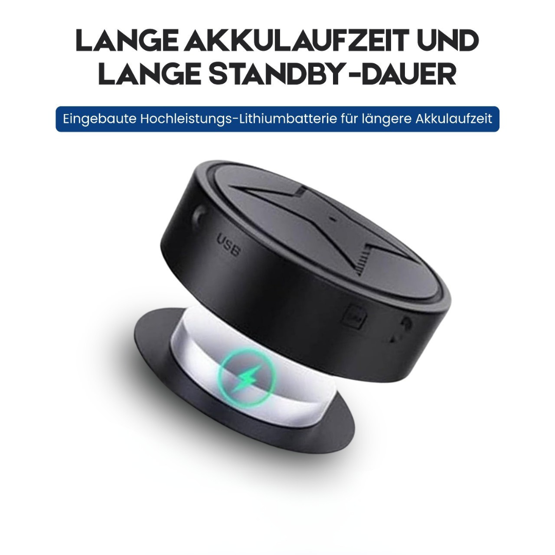 "Kompakter schwarzer Smart GPS-Tracker, magnetisch, kompakt, für Echtzeitüberwachung und Schutz von Wertsachen."
