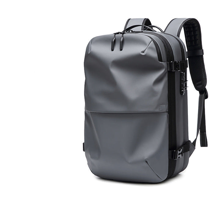 "Kompakter Vakuum-Rucksack, ideal für Reisen; modernes Design, wasserabweisend, robuster Reißverschluss, platzsparend."