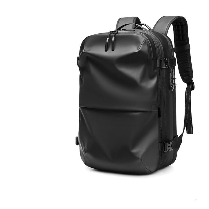 "Kompakter Vakuum-Rucksack, ideal für Reisen; modernes Design, wasserabweisend, robuster Reißverschluss, platzsparend."
