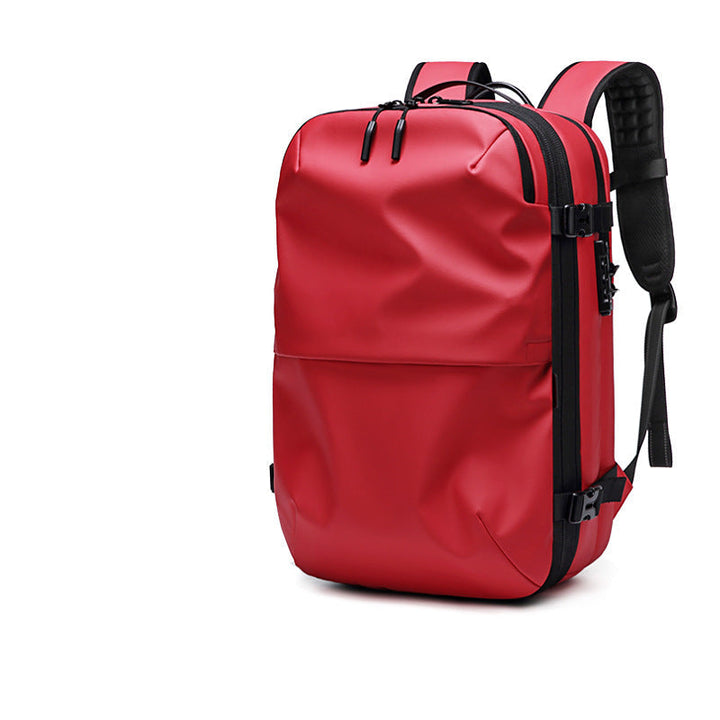 "Kompakter Vakuum-Rucksack, ideal für Reisen; modernes Design, wasserabweisend, robuster Reißverschluss, platzsparend."
