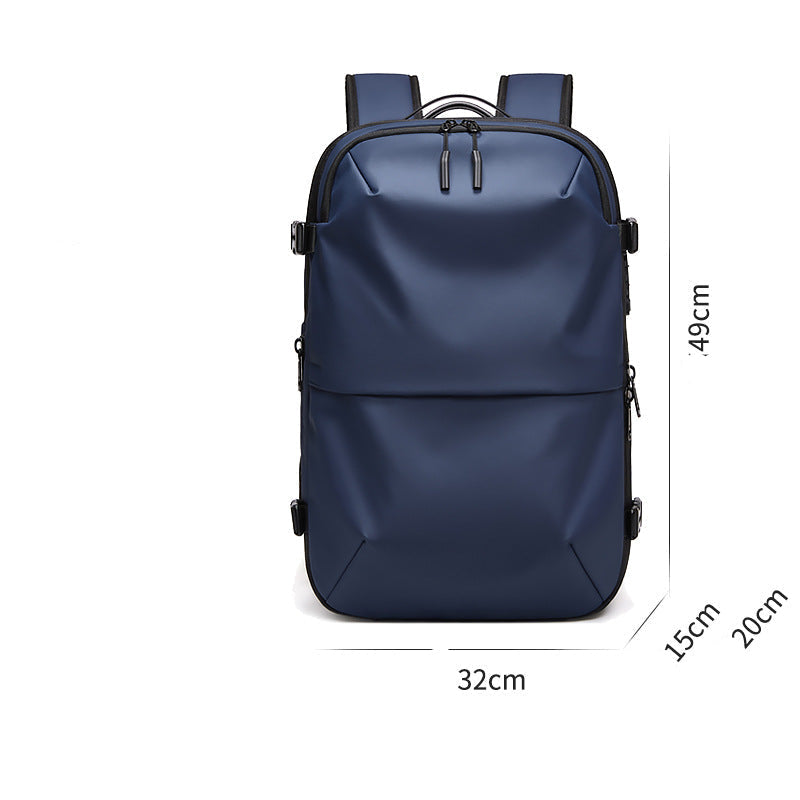 "Kompakter Vakuum-Rucksack, ideal für Reisen; modernes Design, wasserabweisend, robuster Reißverschluss, platzsparend."