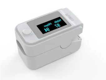 Kompaktes Fingerpuls Oximeter, digitales OLED-Display, präzise Messung von Sauerstoffsättigung und Herzfrequenz. Ideal unterw