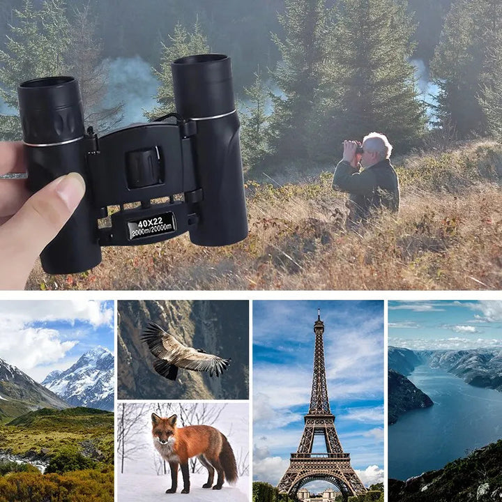 "Kompaktes HD Jagdfernglas 40x22, robustes Design, schwarz, faltbar, ideal für Outdoor-Abenteuer und Vogelbeobachtungen."
