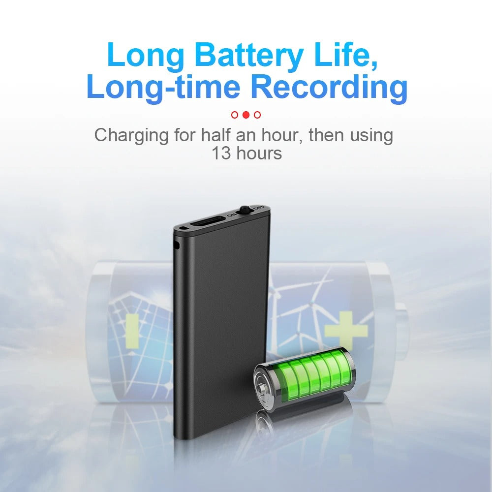 "Kompaktes Mini-Diktiergerät, 16GB-32GB, silber, tragbar, ideal für unterwegs, klare Audioaufnahmen, Größe 5x0,6 cm, 21g"