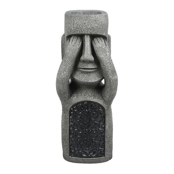 "Kunstvolle Skulptur Blumentopf mit Solar LED, abstraktes Design, ideal für Garten mit Nachtlicht."