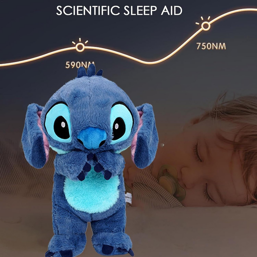 "Kuscheliges Plüschspielzeug mit sanften Lichtern und Musik, ideal für Geborgenheit und Entspannung bei Kindern und Babys."