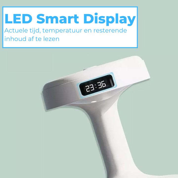 Weiße LED-Smart-Anzeige, digitale Uhrzeit, modernes Design, energiesparend.