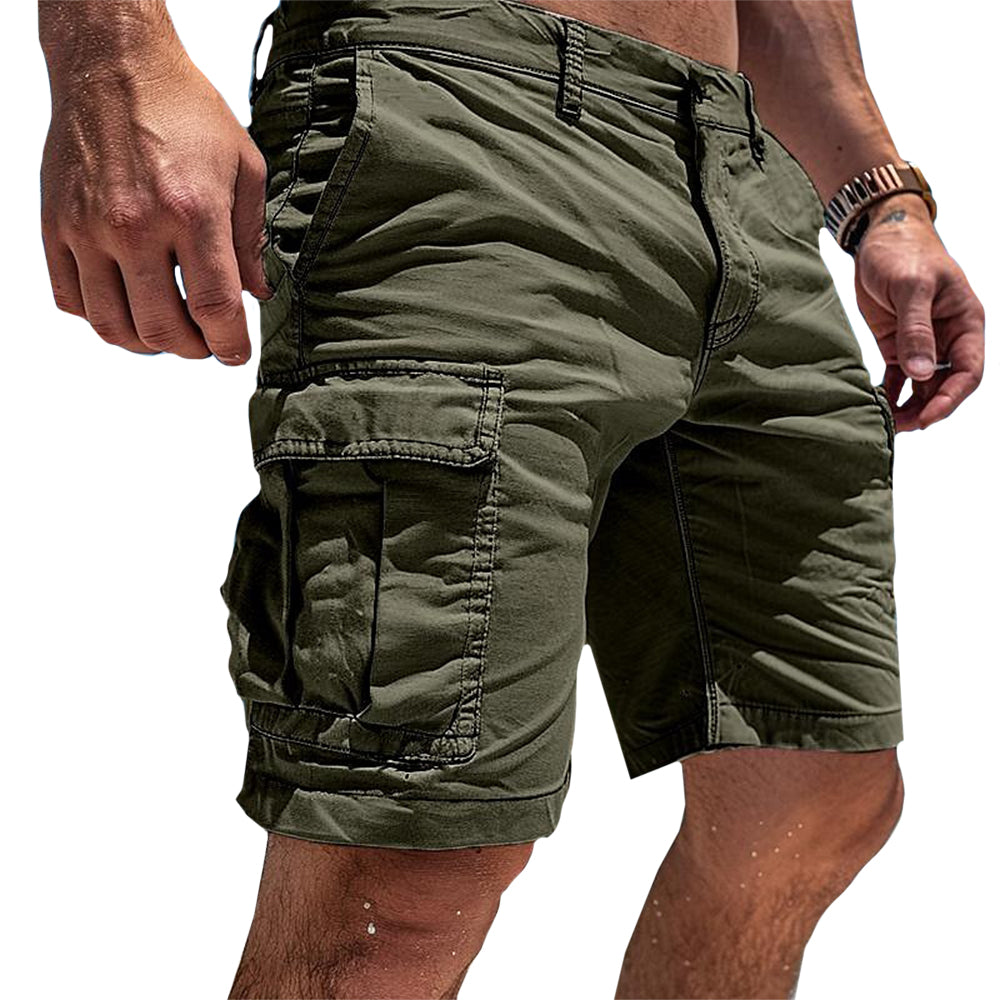 Leichte Cargo-Shorts für Herren, beige, mit geräumigen Taschen und entspannter Passform, ideal für sommerliche Abenteuer.