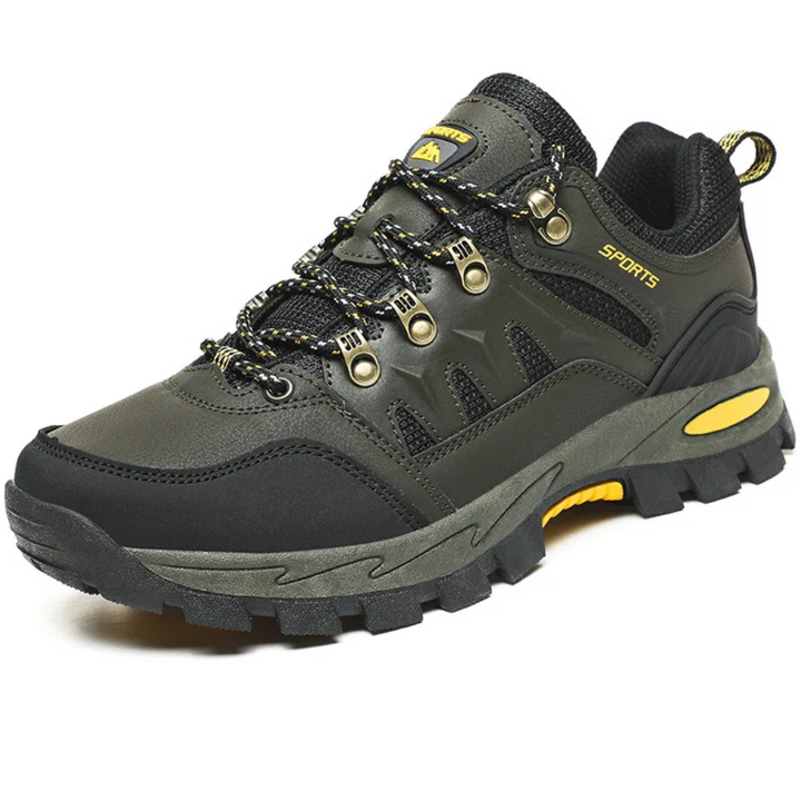 "Leichte graue Outdoor-Wanderschuhe in Seitenansicht für Damen, ideal für Trekking und Abenteurer."